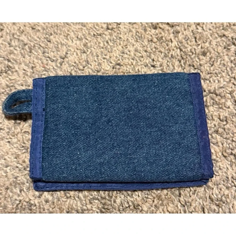 Vintage Disney Snow White Denim Wallet Embroidered Princess Blue Trifold Floral